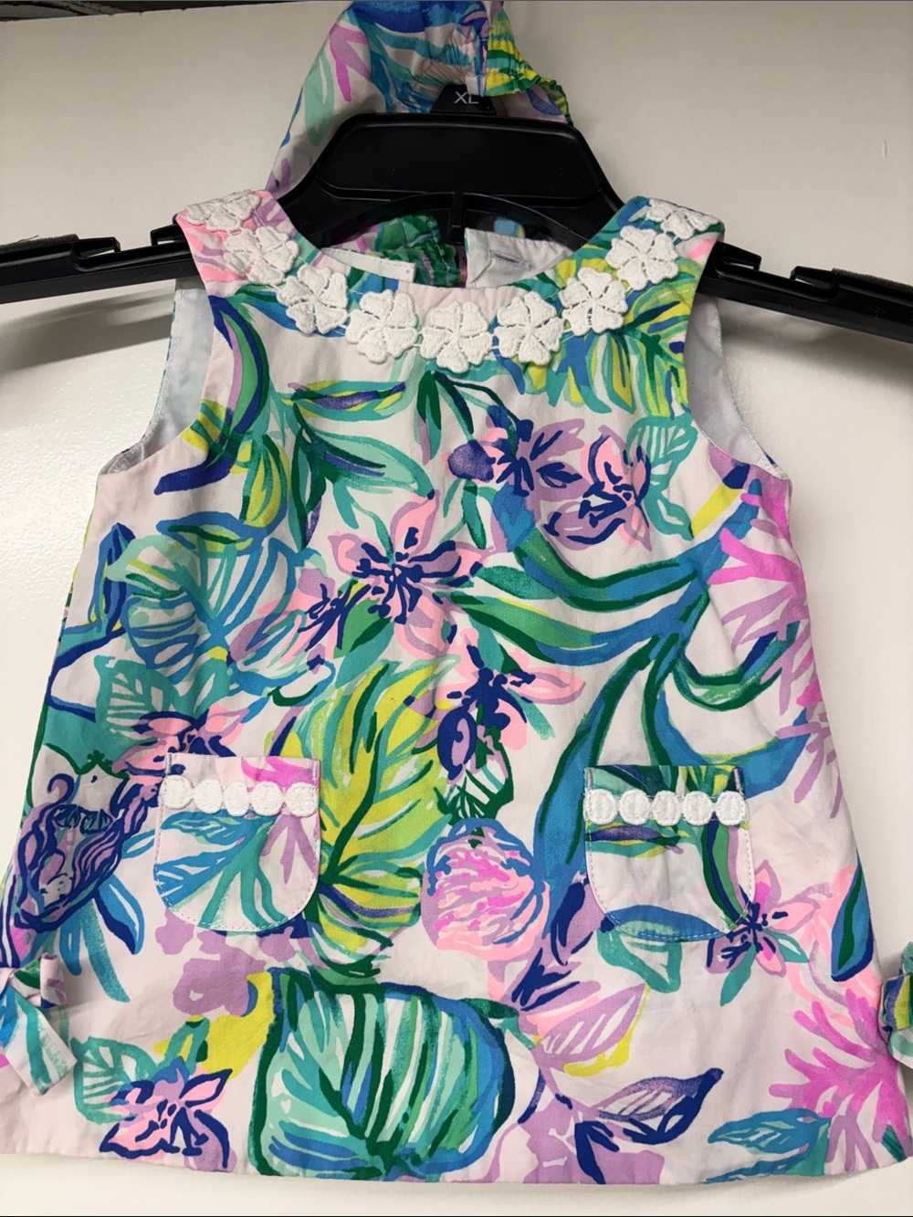 Lilly Pulitzer Sleeveless Floral Shift Dress in Pink, Blue & Green with bloomers
